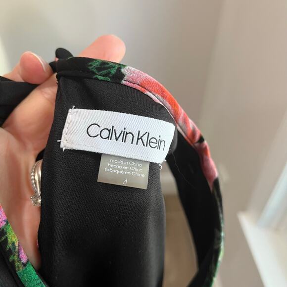 Calvin Klein Black Floral Dress Sleeveless Office Siren Chic 4 - Picture 6 of 9